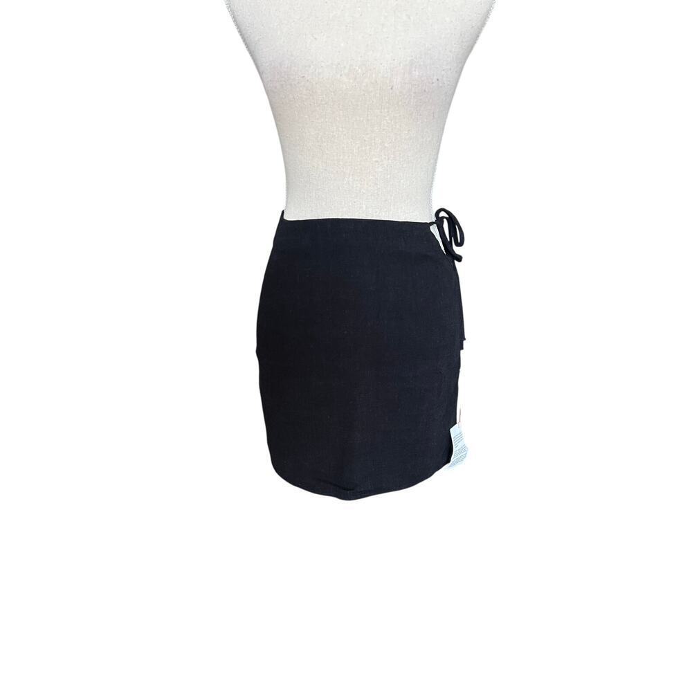 ASOS Topshop Linen Blend Side-Tie Black Mini Skirt, size 2, NWT!